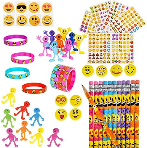 Emoji Theme Party Favors - 56 Pk - Birthday Supplies for Kids - Fun Assortment of Smiley Face Emoticons