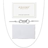 ASHINE 925 Sterling Silver Box Chain Necklace for Women, 1mm 0.8mm Replacement Link Chain for Pendants, Dainty & Sturdy Necklace Available in 16-36 Inch