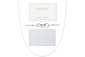 ASHINE 925 Sterling Silver Box Chain Necklace for Women, 1mm 0.8mm Italian Chains, Dainty & Sturdy Necklace with Silver Polishing Cloth Available in 16-36 Inch