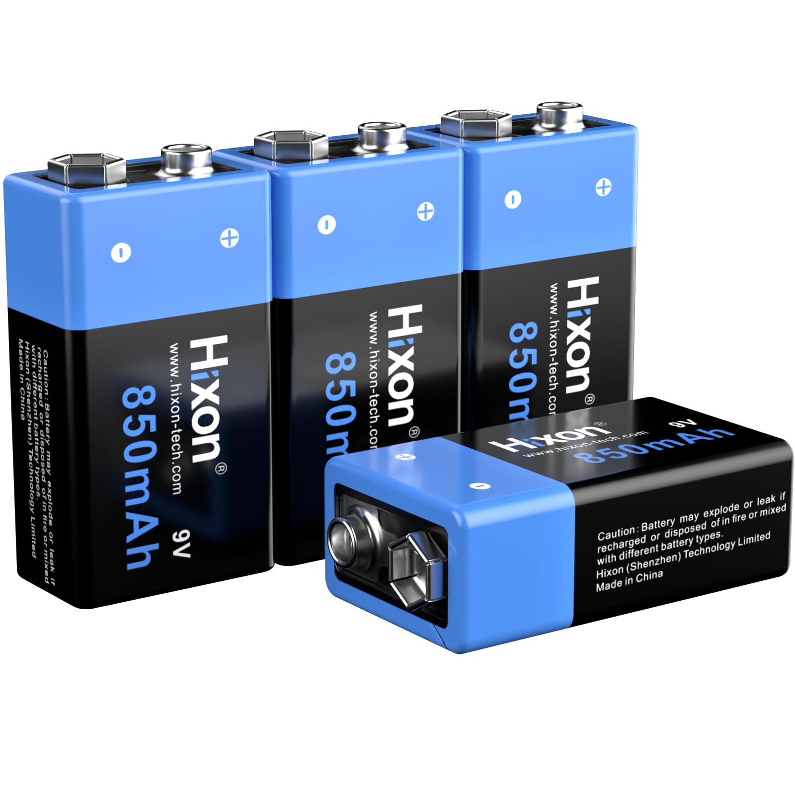 9v rechargeable battery High Capacity 850mAh Li-ion 6F22 PP3 9 Volt Battery(4 Pack) for Smoke Detector, Multimeter,Toy(Charger NOT Included)