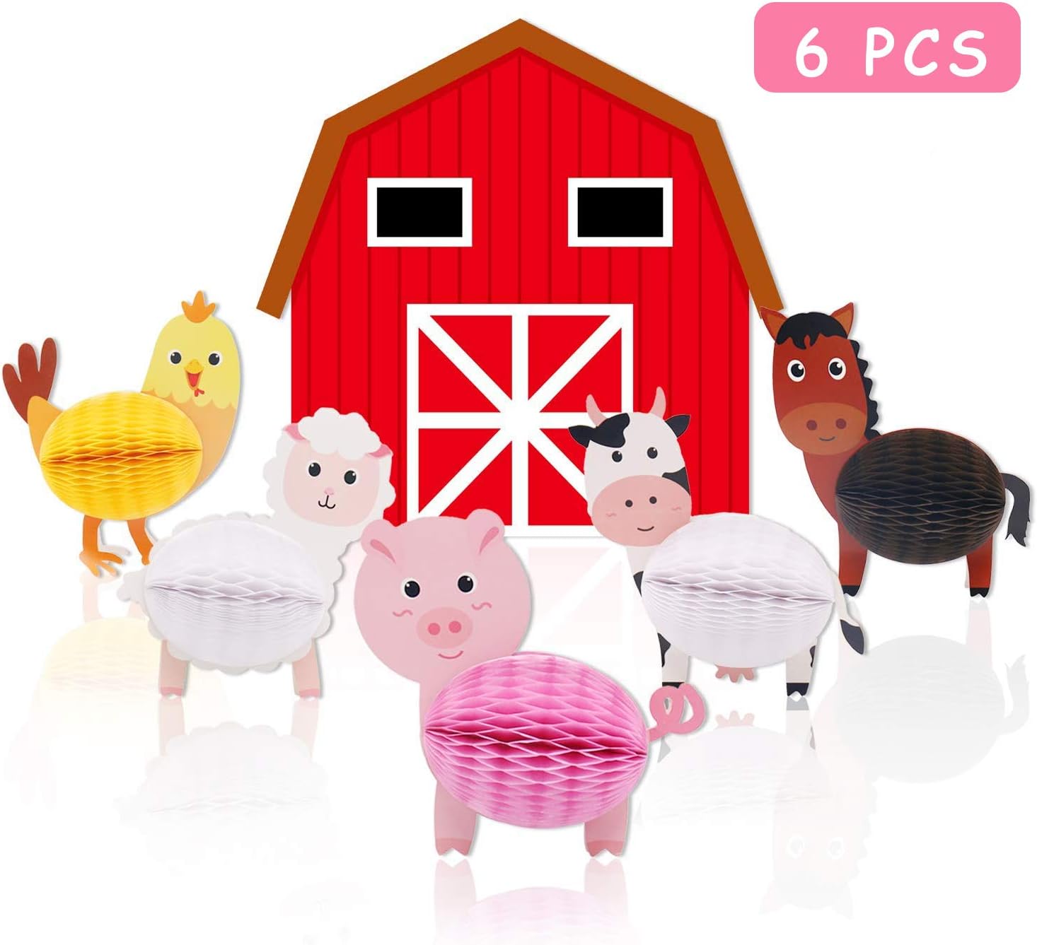Farm Animal Party Centerpiece Table Decorations Baby Shower Birthday Barnyard Backdrop 3D Farmhouse Barn and Honeycomb Supplies