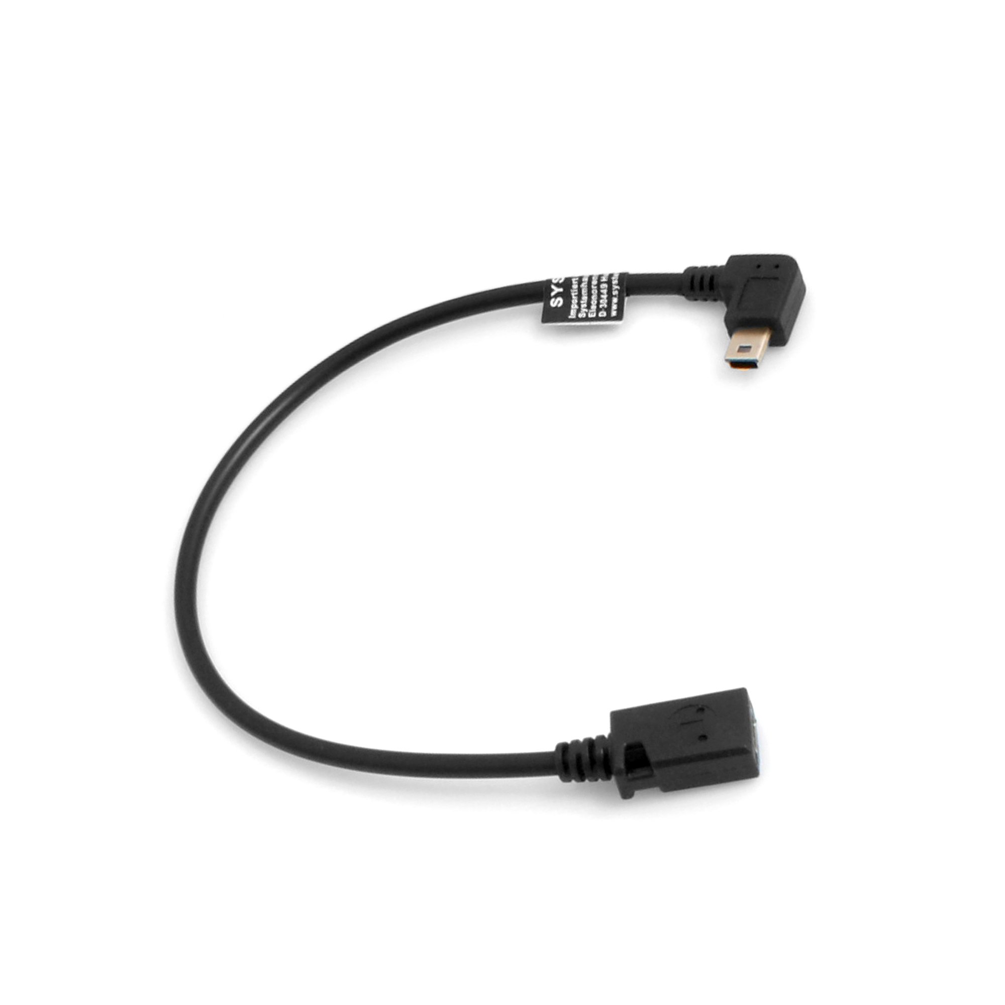 System-S Mini USB Cable 90° Left Angled Male to Mini USB Female 27 cm