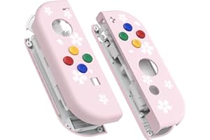 eXtremeRate Cherry Blossoms Petals Patterned Joycon Handheld Controller Housing with Coloful Buttons, Replacement Shell Case 