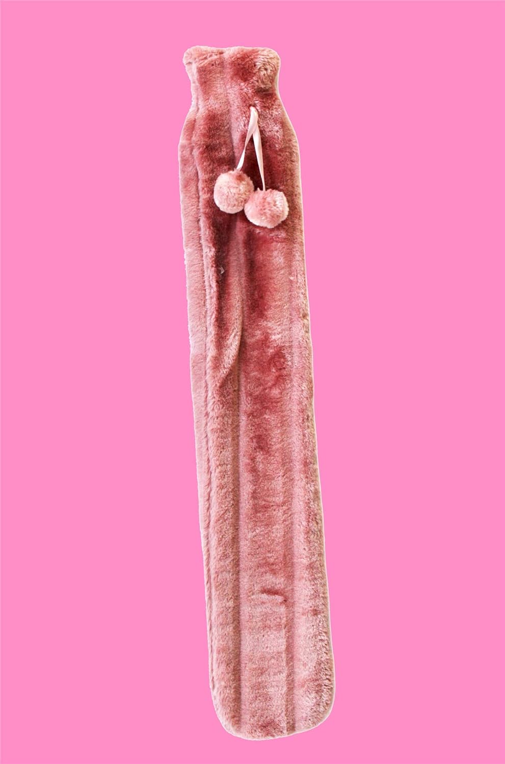 Olivia Rocco Extra Long Hot Water Bottle with Super Soft Faux Fur Cover 72 cm Thermotherapy 2L Pure Natural Rubber, Blush - Image 3