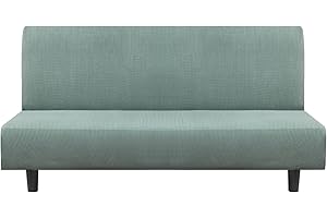 Flamingo P Stretch Armless Futon Covers - Full Queen Futon Couch Covers Slipcover - Soft Thick Jacquard Washable, Sage