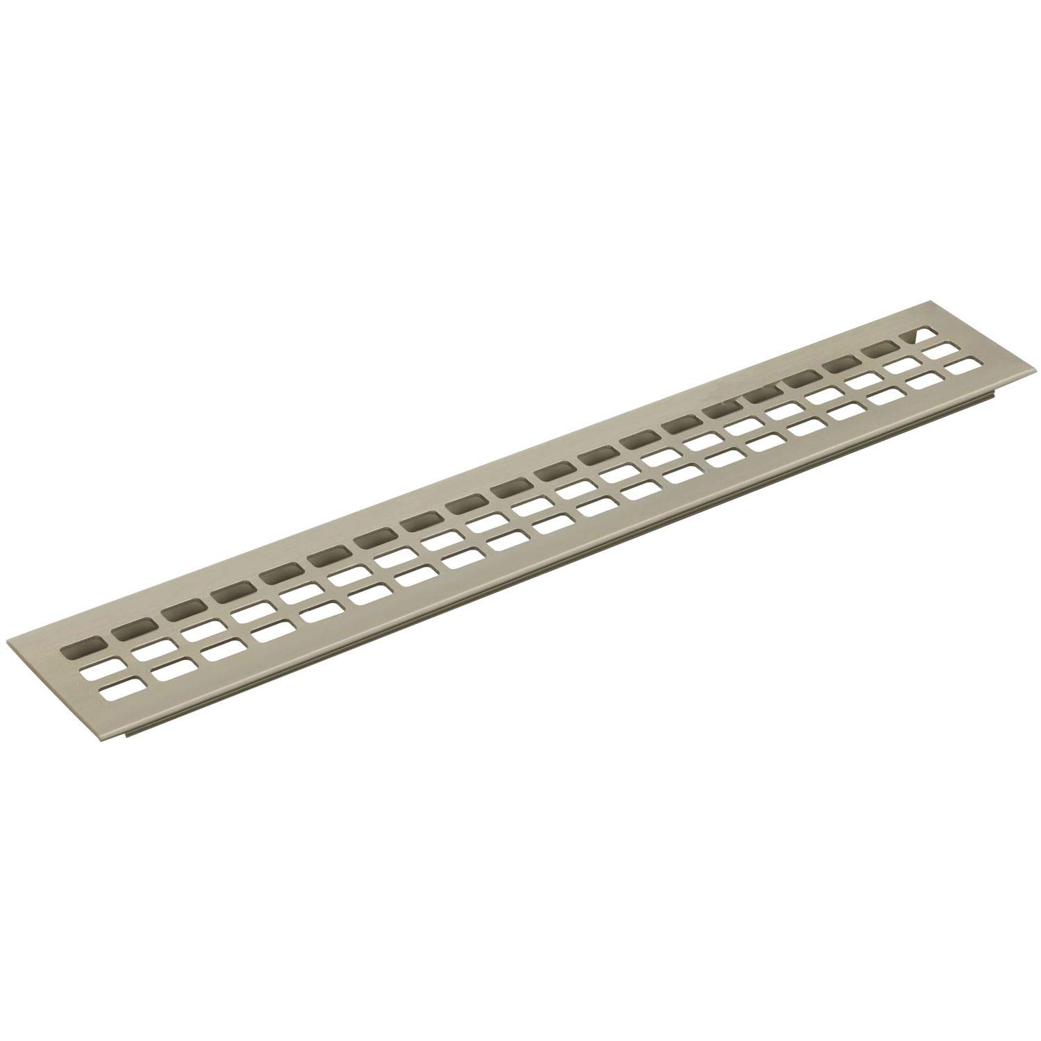 vasalat Ventilation Grille Fridge 400 x 60 mm, Plug-in Ventilation Plate - Also for Wardrobes and Doors, Aluminium/Titanium Stainless Steel Effect