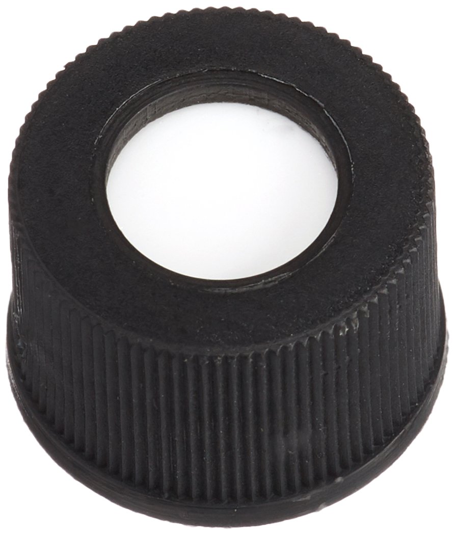 Neolab 7 0729 Closure Polypropylene Screw cap with hole, 10 mm, Black/White/Red (Pack of 100)