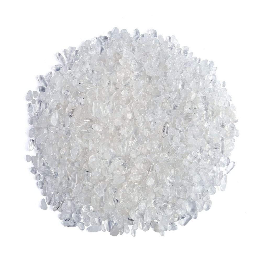 Bamboopack 100g Natural Clear Tumbled Stone Chips Crushed Irregular Shaped Small Crystal Quartz Pieces for Vase Filler Fish Tank Flowerpot Decoration