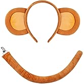 Gorbgle Monkey Costume Set, Monkey Ears and Tail, Animal Ear Headband for Adult Halloween Christmas Cosplay Party Accessories