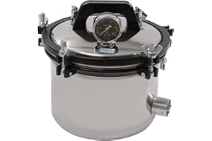 SYNAIOLMA Portable Steam Autoclave,8l 110v Lab Dental Steam Autoclave Sterilizer W/Pressure Gauge,Double Valve & Cantilever Design for Lab Equipment, Culture Medium, Glassware.