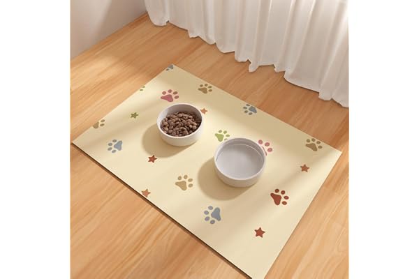 Pet Feeding Mat 12"x20"- Absorbent Dog Mat, Small Pet Food Mat, Rubber Dog Mats for Food and Water, Waterproof Floor Mat for