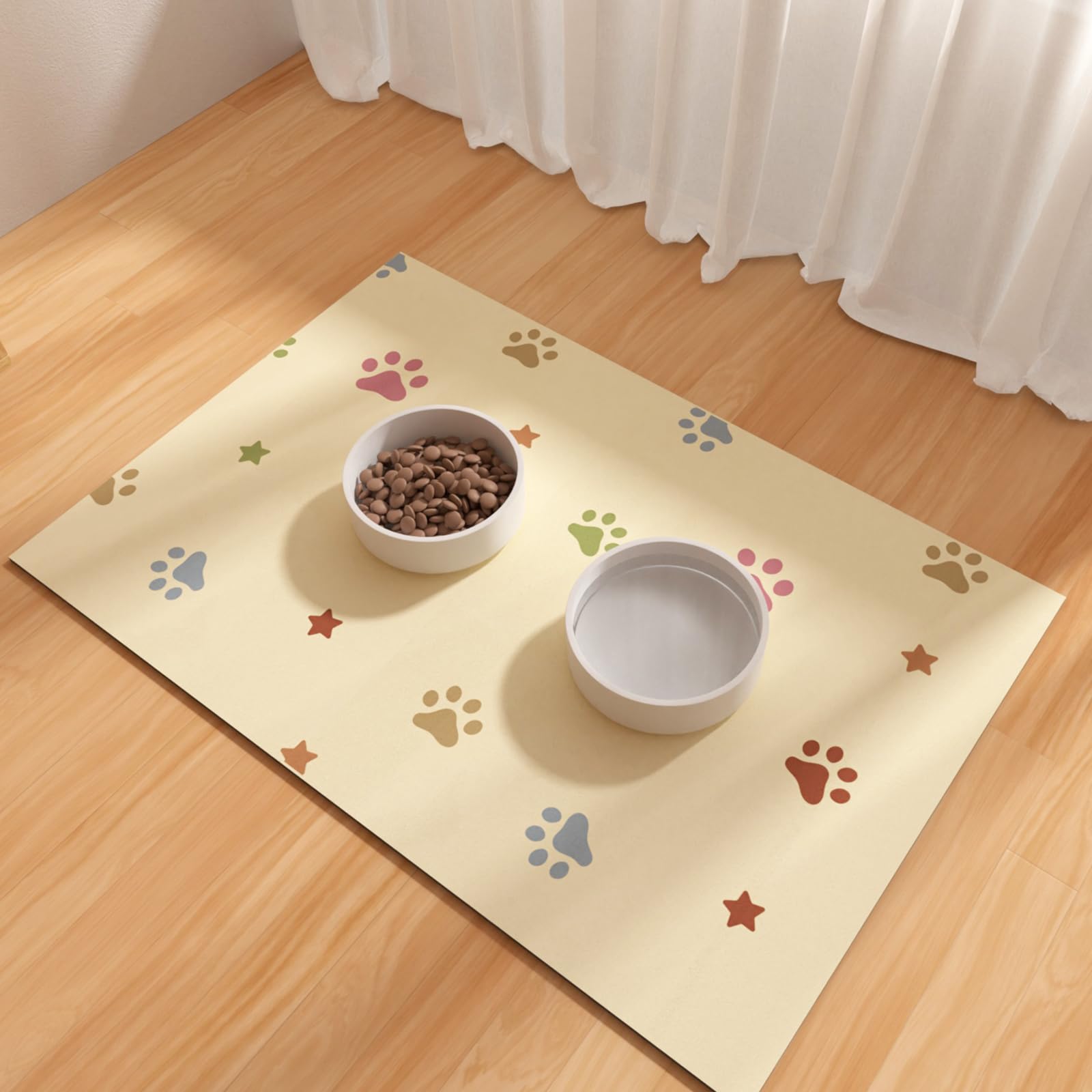 Photo 1 of Pet Feeding Mat 12"x20"- Absorbent Dog Mat, Small Pet Food Mat, Rubber Pet Food Mat, Pet Food Mats for Floor Waterproof, Dog Water Matt for Sloppy Drinker, Cat Food Bowl Mat, Beige