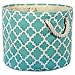 DII Polyester Container with Handles, Lattice Storage Bin, Large Round, Aqua