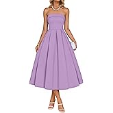 ZESICA Women's Summer Strapless Cocktail Dresses 2026 Elegant Off Shoulder Flowy A Line Wedding Guest Party Midi Dress