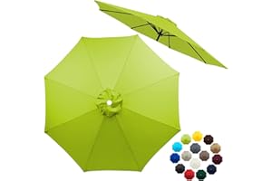 LZXNFZY 6.5ft 7.5ft 9ft 10ft Patio Umbrella Top Canopy Replacement Cloth,6 Ribs 8 Ribs Outdoor Market Table Yard Pool Garden Parasol Umbrella Canopy Replacement UV Protective Covers(Grass Green,9FT(8-ribs))