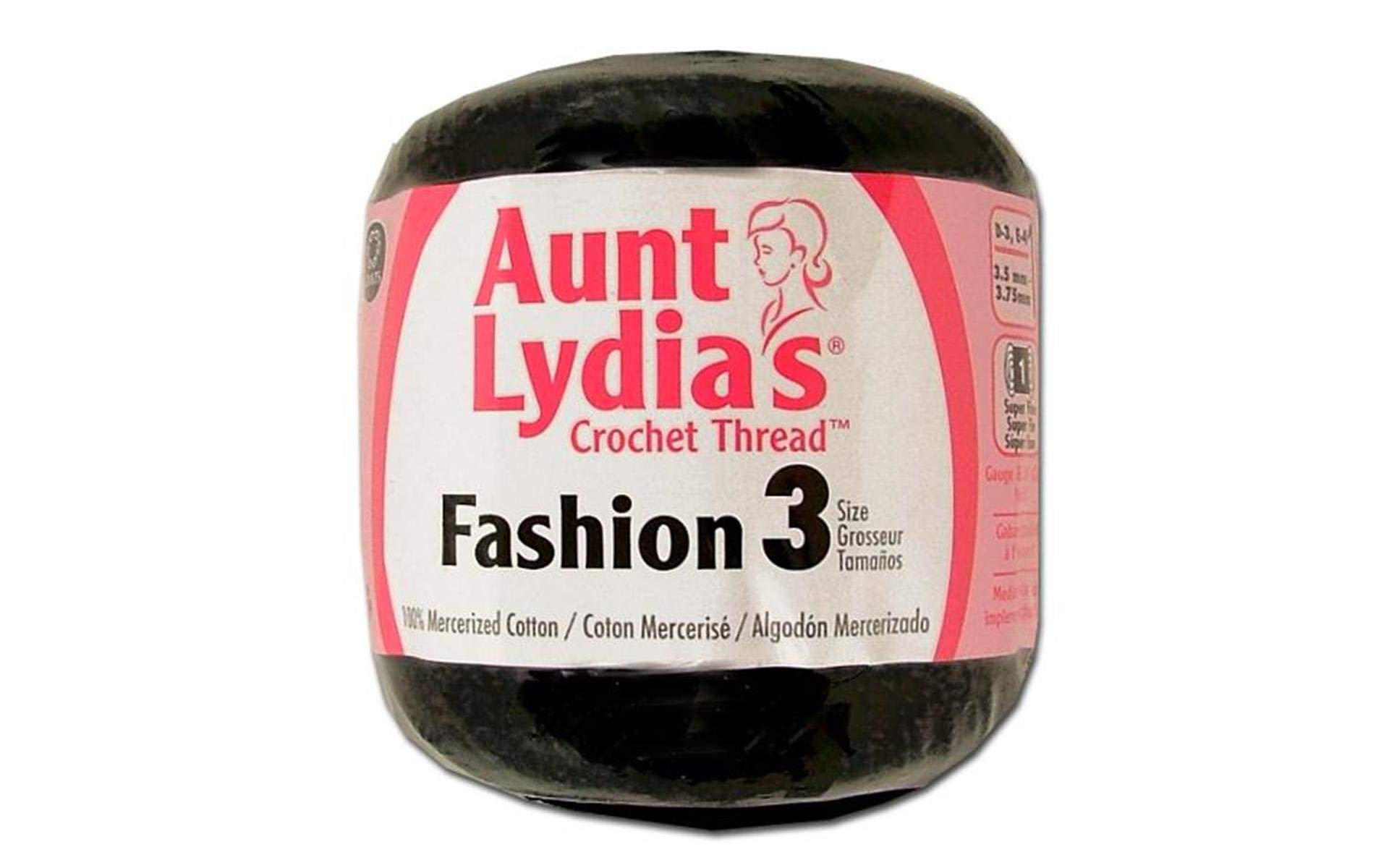 Aunt Lydia's Fashion Crochet Thread Size 3-Black