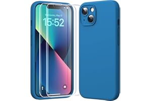 HATOSHI 3 in 1 for iPhone 13 Case, Liquid Silicone Upgraded [Camera Protection] with [2 Screen Protectors], Soft Microfiber Lining Shockproof Phone Case for iPhone 13 6.1 inch, Midnight Blue