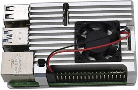 Wivarra para Raspberry Pi 4 Caja de AleacióN de Aluminio Caja de Cubierta Protectora CNC con Ventilador de Enfriamiento para RPI 4 Modelo B (Plata)