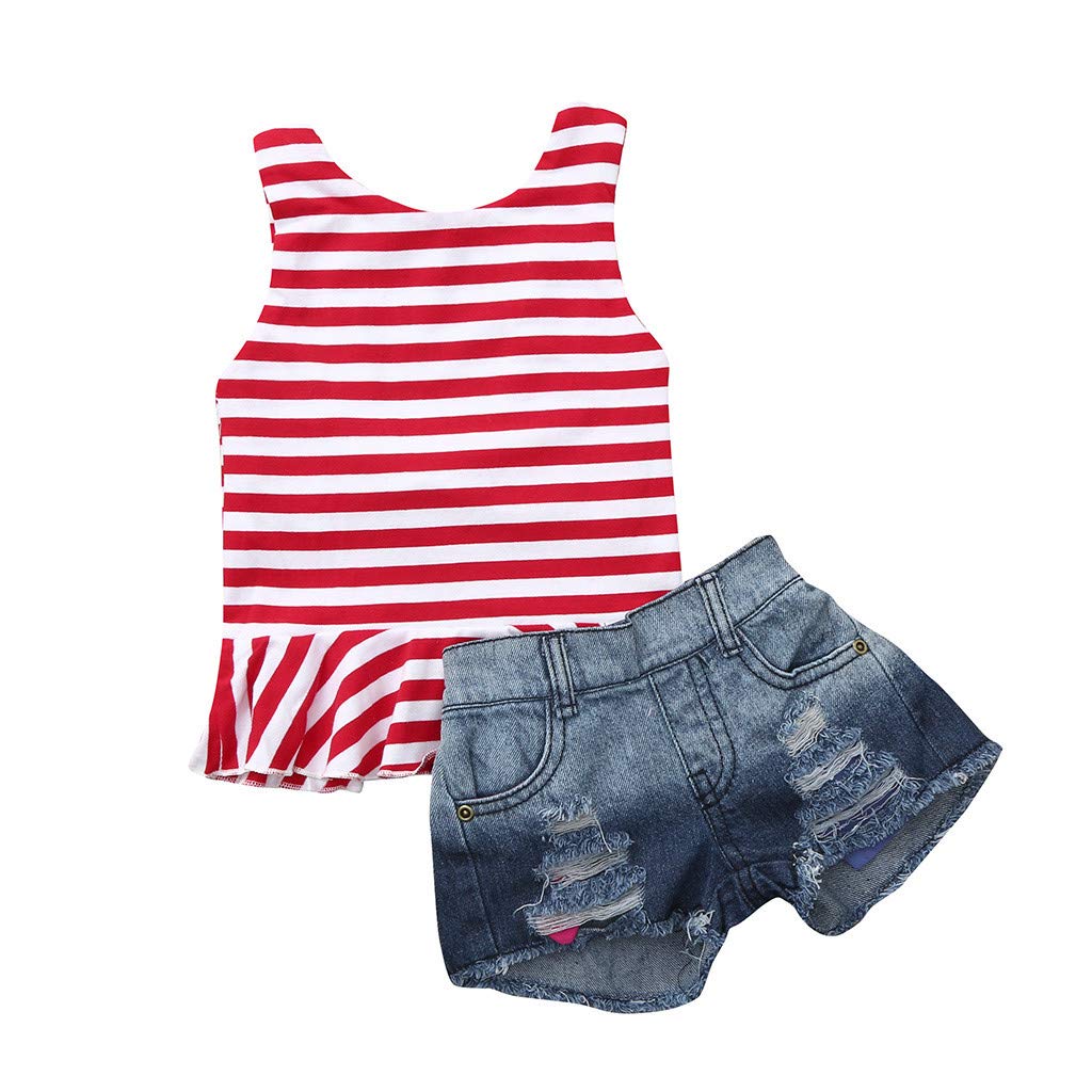 girls red jean shorts