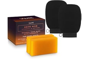 VALITIC 2 Pack Kojic Acid Vitamin C & Retinol Soap Bars for Dark Spot & A Pair Of Black Exfoliating Gloves for Body Scrubs