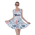 CowCow Womens Pattern with Cute Whales Sailing Octopus Skater Dress