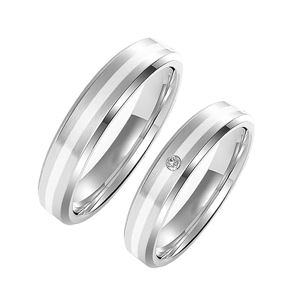 Amtier Paar Ringe Eheringe Edelstahlringe für Damen Herren mit Geschenkbox