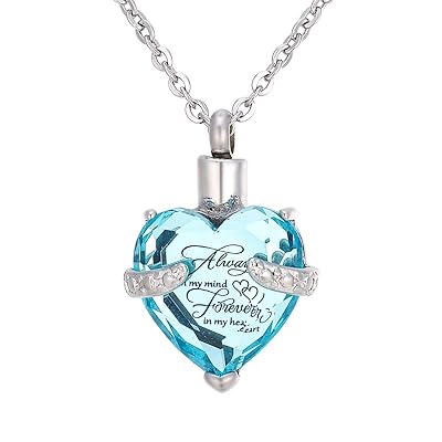 SG Heart Cremation Urn Pendant Necklace for Ashes Jewelry Memorial Keepsake