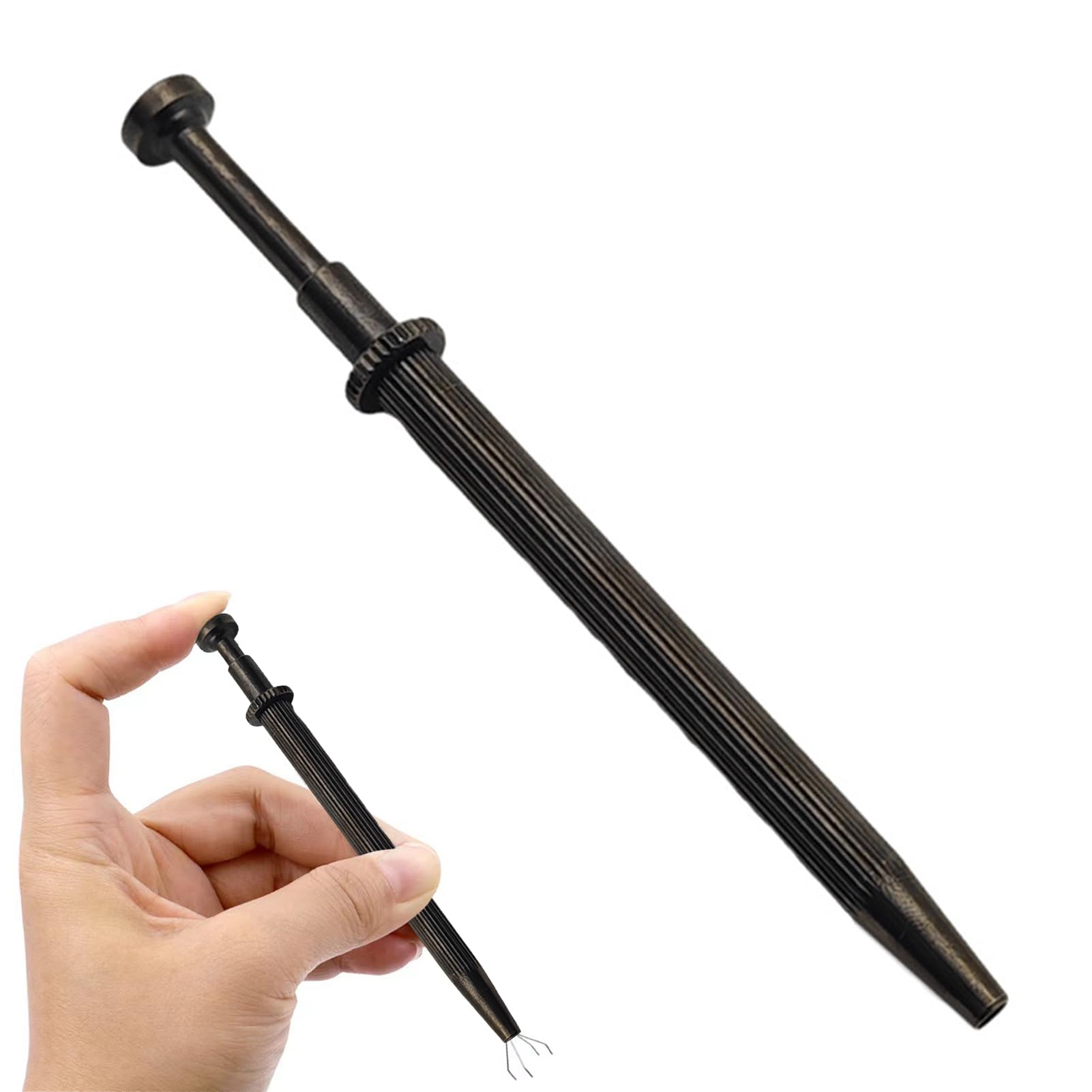 Stainless Steel Pick Up Tool, Piercing Grabber Tool 4 Claw Pick Up Tools 4 Prong Grabber Tools for Electronic Component Jewel Diamond (Black-1PC)