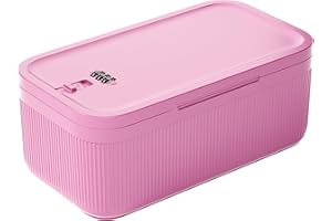 BILIITIM Small Lock Box for Medication Safe, Lockbox for Phone Jail, Medicine Lockable Storage Box with Code for First Aid Kits, Locked Food/Snackle Box Container for Home/Fridge/Office (Pink)