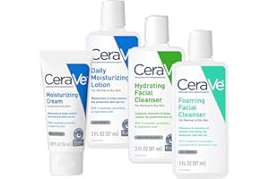 CeraVe Travel Size Toiletries Skin Care Set | Contains Moisturizing Cream, Lotion, Foaming Face Wash, and Hydrating Face Wash | Fragrance Free