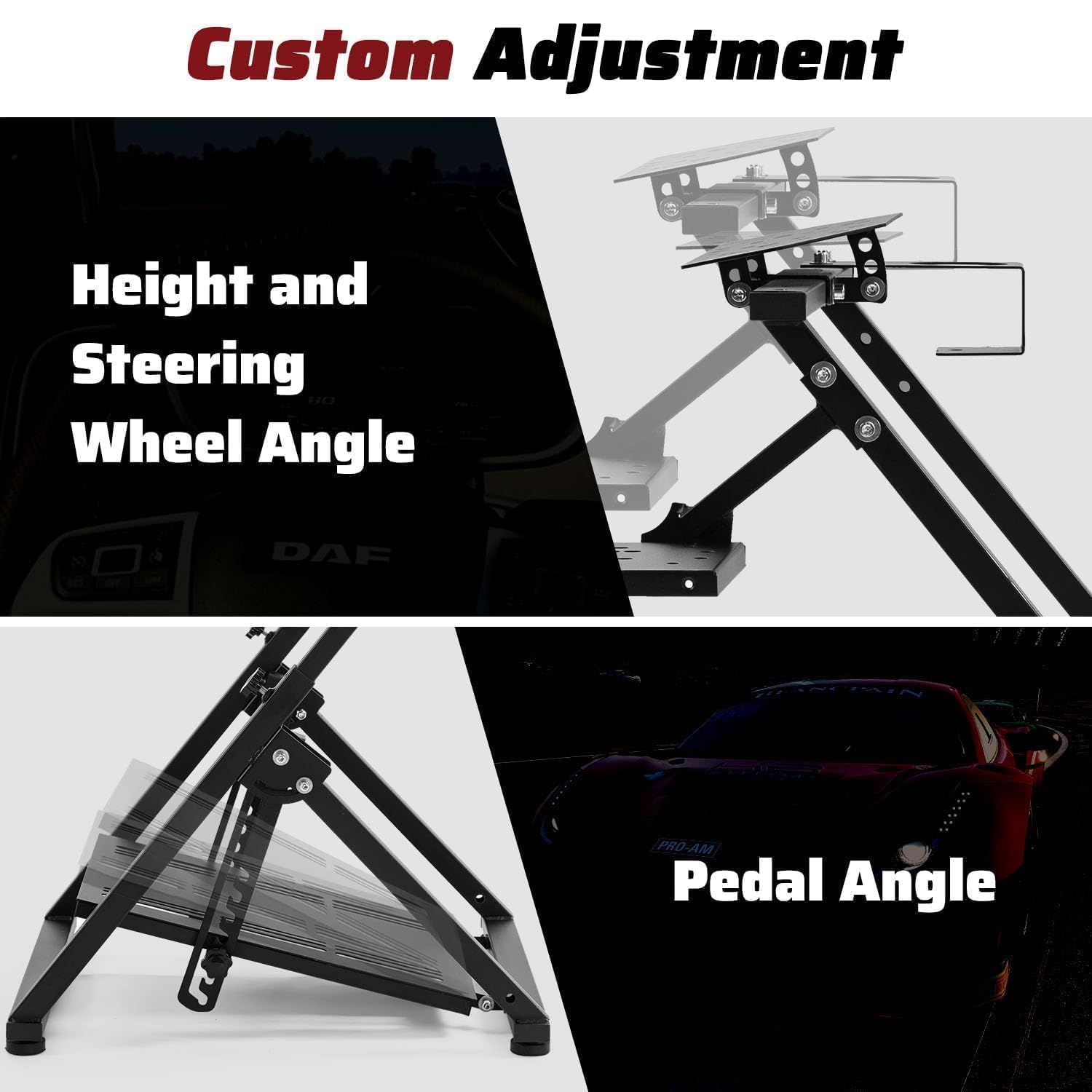 Marada X Shape Steering Wheel Stand Compatible with Logitech Thrustmaster Moza G27 G29 G920 G923 T248 T300RS GT R5 Foldable Sim Racing Stand Racing Simulator, No Wheel Pedal Shifter