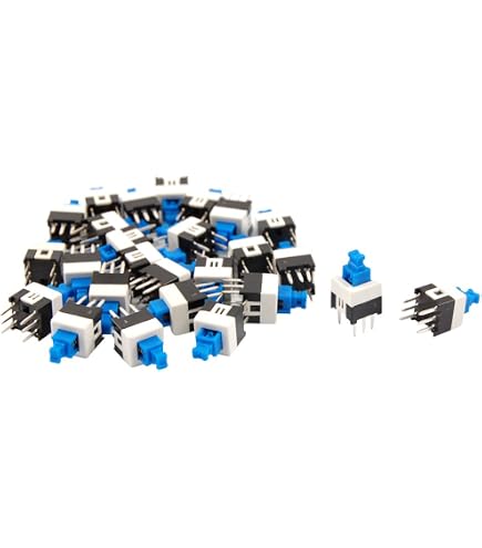 Sourcing Map 10 Pezzi Micro Pulsanti Tattili 6x6x7mm: Interruttori PCB Momentanei A 4 Pin Per Hobbistica - 3