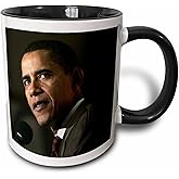 3dRose 3dRose Barack Obama - Two Tone Black Mug, 11oz , , Black/White