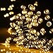 Aglaia Solar String Lights Warm White with 800mAh Rechargeable Battery, 33ft 100 LEDs with 7 Lighting Modes for Home Garden Patio Decoration