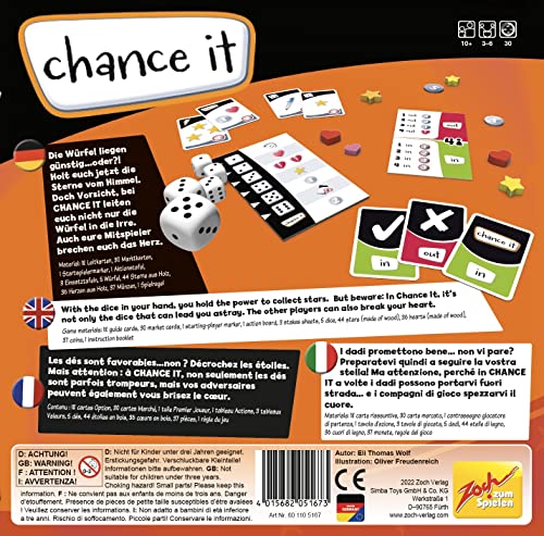 Zoch 601105167 Chance it - Würfelspiel für 3 bis 6 Spieler – Das Zockerspiel für alle die gerne EIN Risiko eingehen, ab 10 Jahren 2