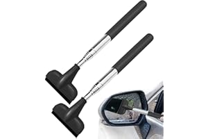 WSSROGY Retractable Side Mirror Squeegee Wiper for Rainy Foggy Weather (Black, 2 Pcs)