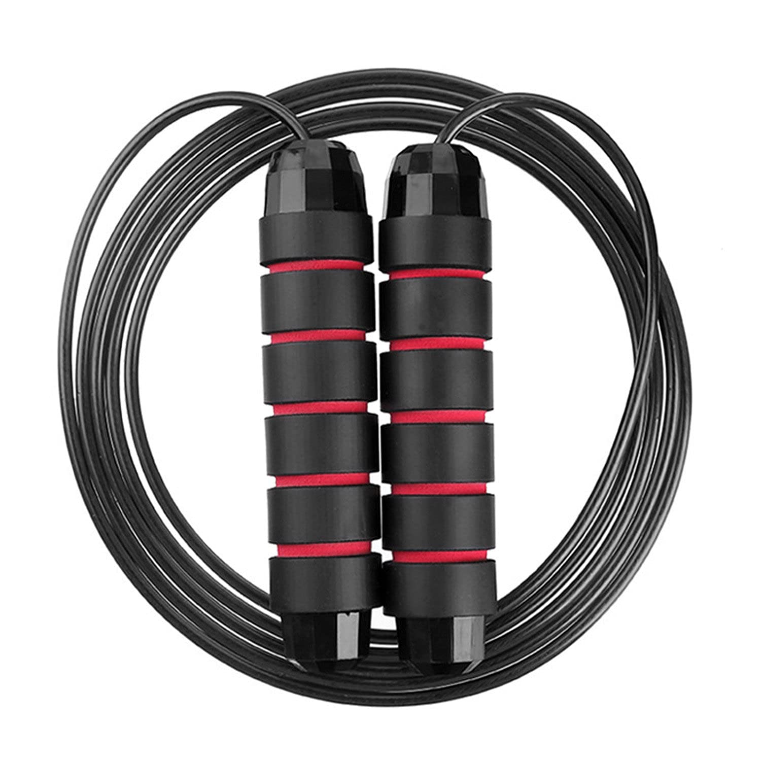 Skipping Rope Adult For Men and Women, Adjustable Jump Rope with Anti-Slip Foam Handle Exercise Rope, Ergonomic Jump Rope Red