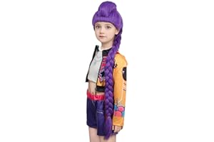 MUPUL Long Purple Braid Wig For Kids,Purple Wig with Braided Ponytail Clip,Cartoon Movie osplay,Synthetic Hair,Halloween Costume Girls Accessory