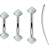 Ruifan 16g Rook Piercing Jewelry Titanium Internally Threaded Opal Curved Barbell Eyebrow Tragus Helix Conch Lobe Labret Earrings Lip Rings Body Piercing Jewelry For Women Men 6mm 8mm 10mm