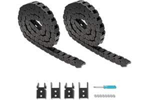TFORVE 2pcs 39.4 inch Drag Chain Cable Carrier Open Type R18 Wire Cable Chain for CNC Router Mill and 3D Printer,Extra 2 Pair End Connectors,1pc Screwdriver,8 Screws(10x10 Closed)