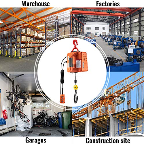 VEVOR 3-in-1 Hoist, 1100lbs Portable Electric, 1500W 110V Power Winch Crane, 25ft Height, w/Wire and Wireless Remote Control, Overload Protection for Lifting Towing, Orange - Image 8