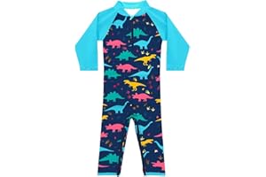 weVSwe Baby Toddler UPF 50+ Sun Protection Rash Guard Long Sleeve Swimsuit with Crotch Zipper