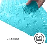 ANSIO Bath Mat Non Slip 100x40 cm Teal - Anti Mould PVC With Drain Holes view 5