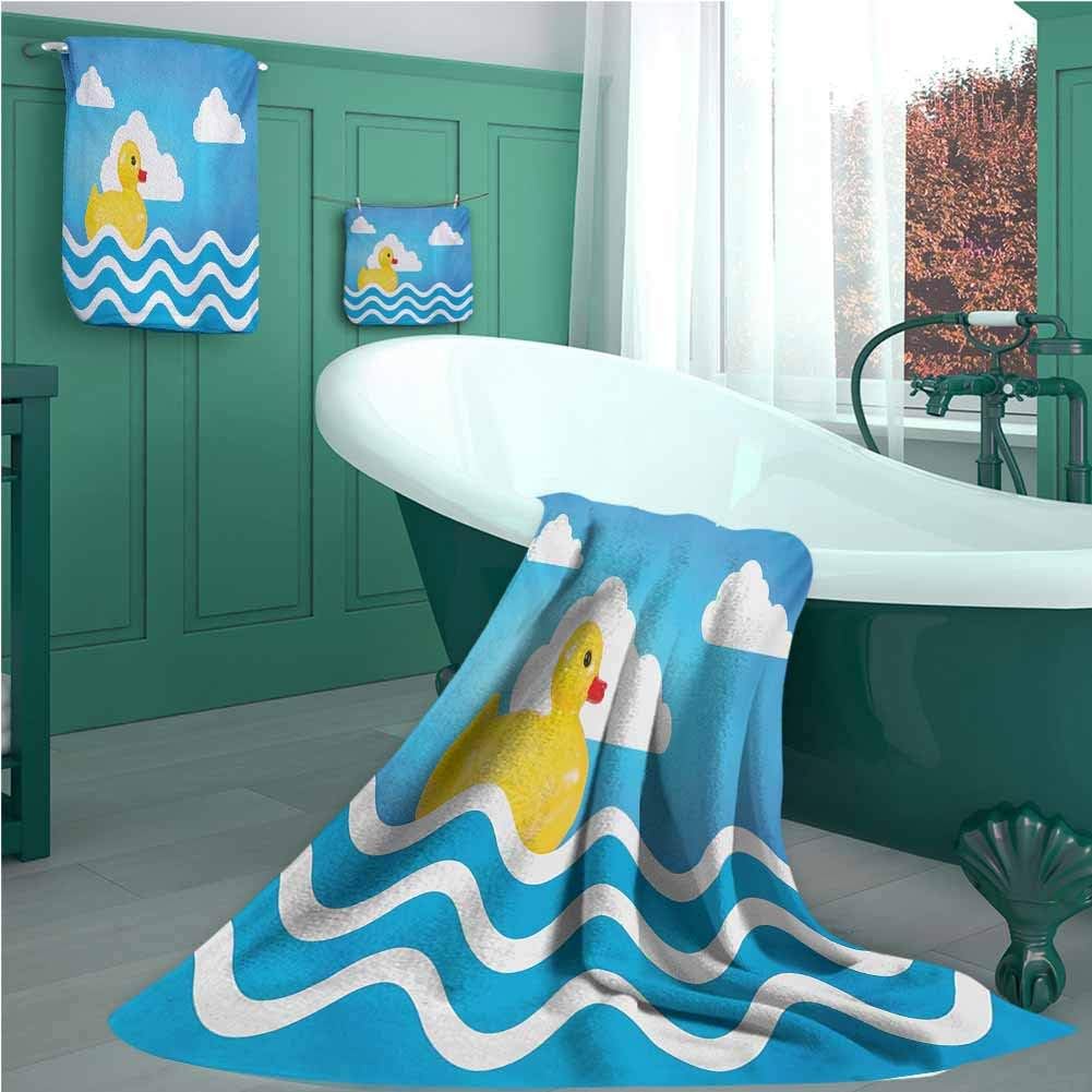 Rubber Duck 3 Piece Luxury Bamboo Towel Set, Yellow Cute