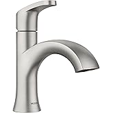 Moen Karis Spot Resist Brushed Nickel One-Handle Single Hole Bathroom Sink Faucet with Optional Deck Plate, 84346SRN