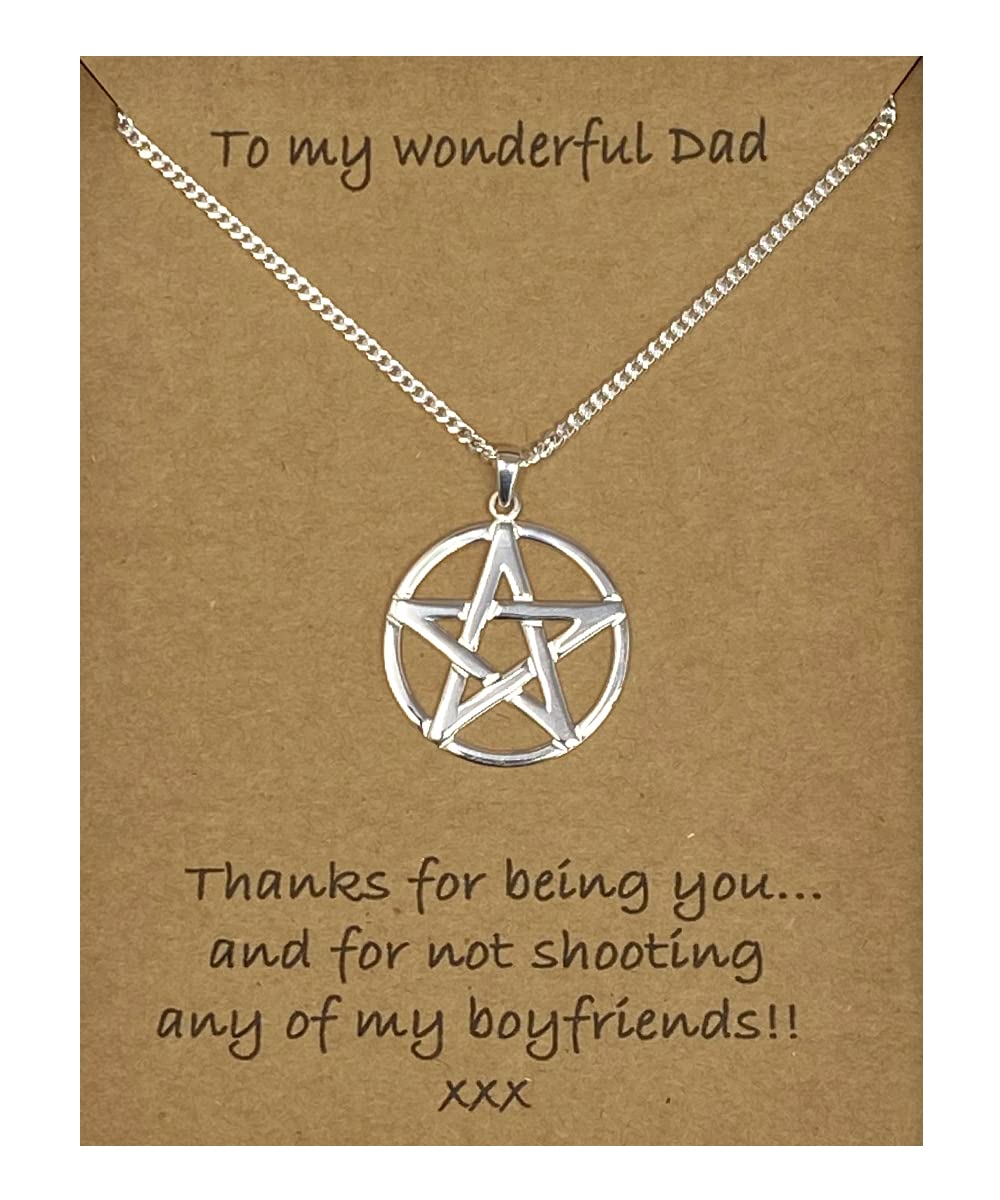 Strictly Gifts Gift for Dad from Daughter - Silver Pentacle Necklace with funny message and Gift box