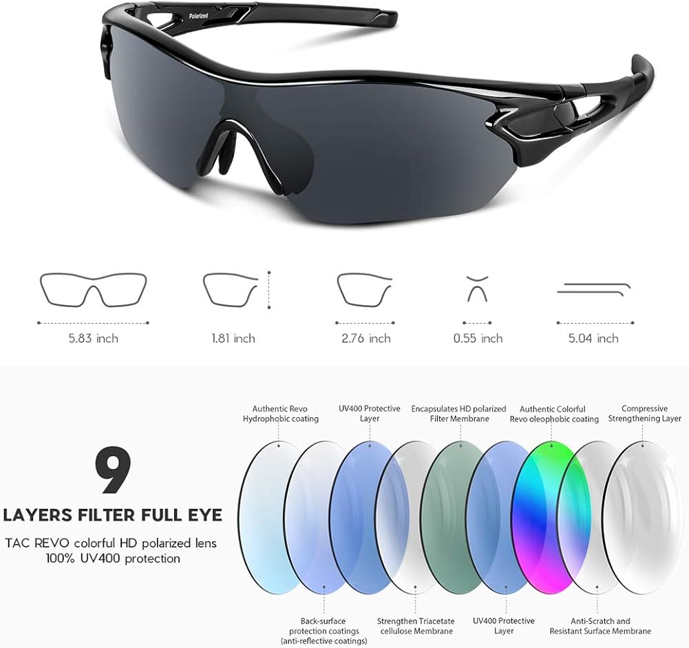 BEACOOL Polarized Sports Sunglasses for Men Women Youth TAC Glasses UV400 Protection Cycling Running Driving Fishing Golf Motorcycle Baseball,Glossy Black - Image 5