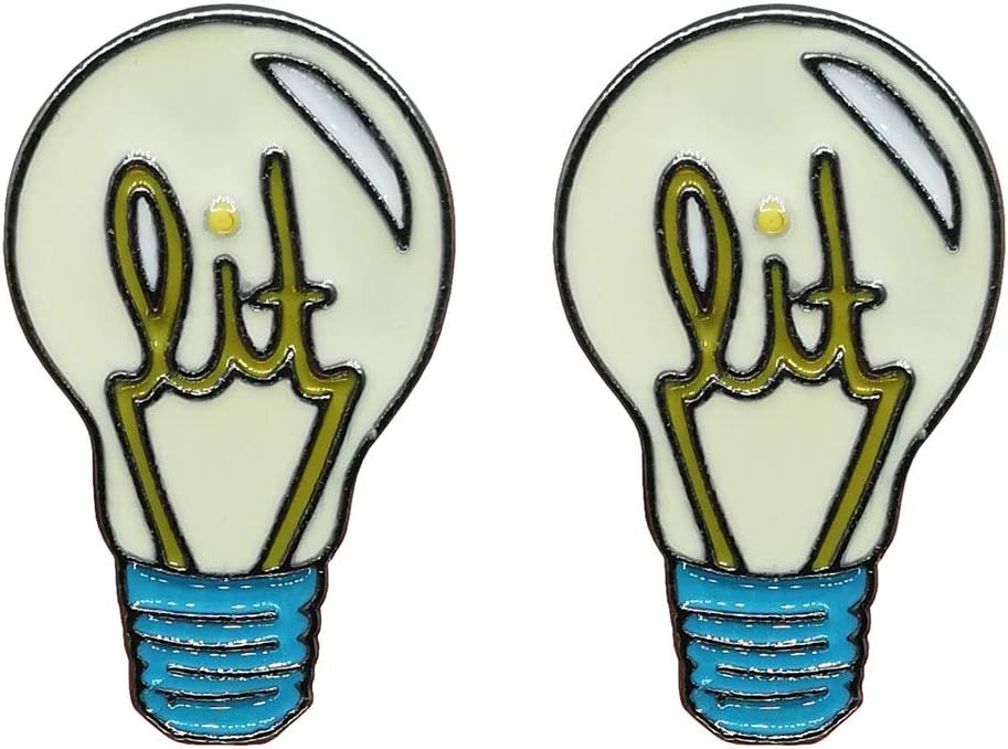 Cartoon Light Bulb Lapel Pins 2 Piece Set Enamel Brooch Pin Bags Backpacks Jackets Denim Shirt Badges Gifts
