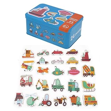 buy pinfect wooden cartoon cognition puzzles toys iron box cards matching game traffic online at low prices in india amazon in amazon in