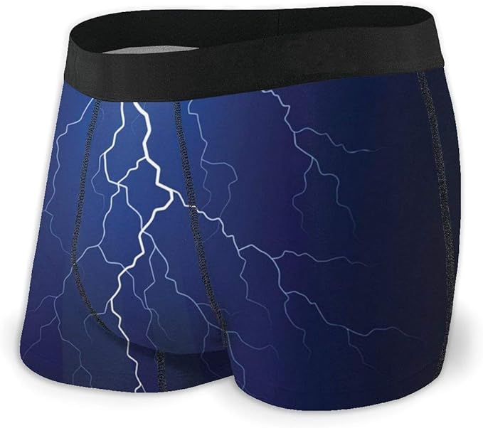 Lightning Bolt at Night Men's Funny Underwear Print Novelty Boxer